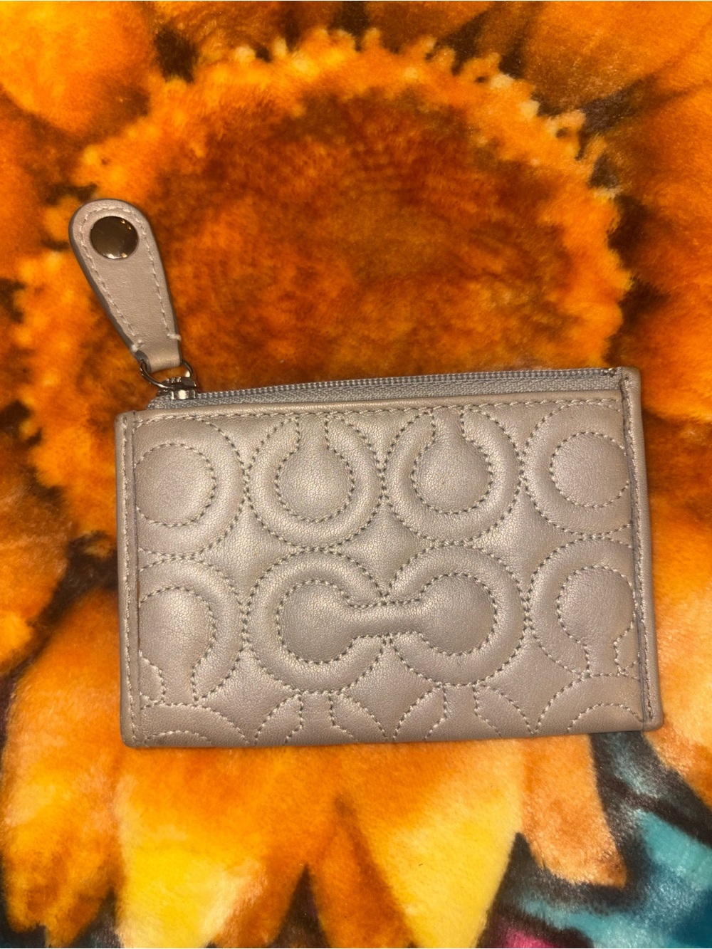 Coach Optic C Quilted Leather Zip Card Case - Taupe